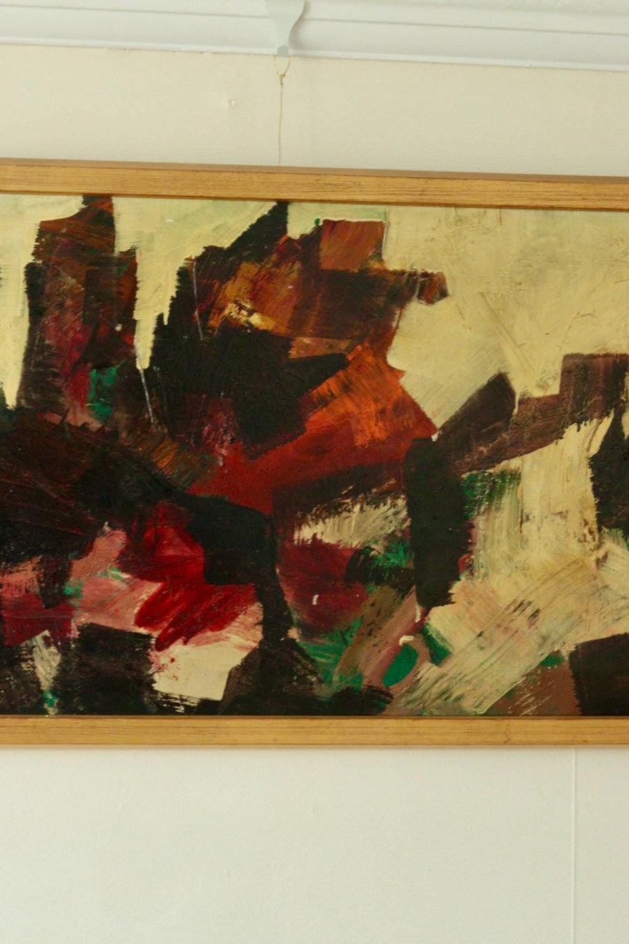 Mid-20th Century Original Abstract Oil on Canvas – Dynamic Composition