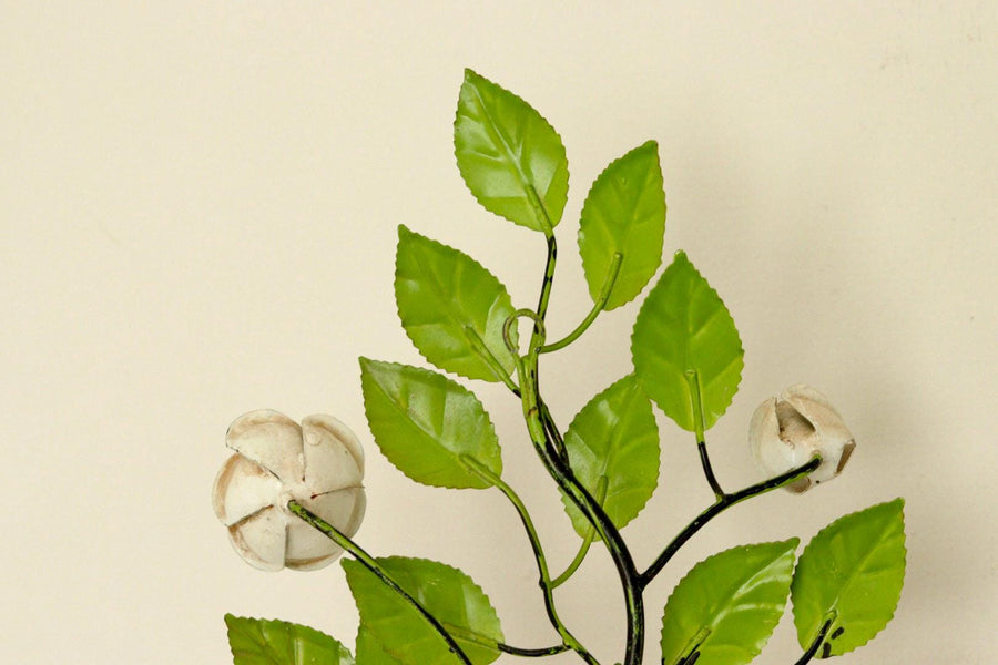 Pair of Vintage Green Metal Wall Sconce – Leaf-Shaped