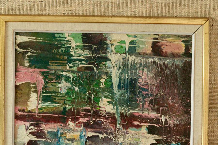 Mid-Century Original Scandinavian Oil on Canvas "Abstract Motif"