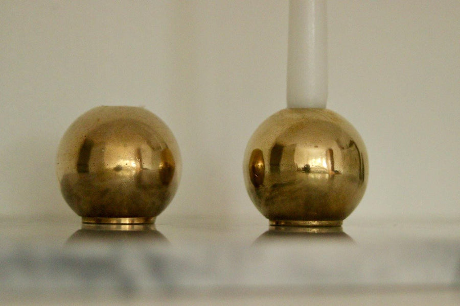 Pair of Mid-Century Swedish Brass Candle Holders