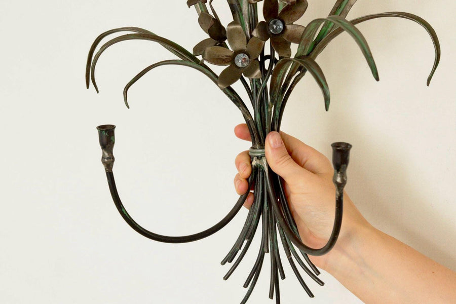 Wrought Iron Wall Sconce – Double Arm – 52 x 32 cm