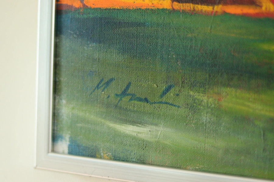 Original Swedish Abstract Oil on Canvas Painting "Abstract Rocks"