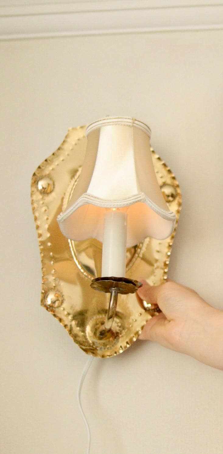 Pair of Swedish Mid-century Brass Sconces