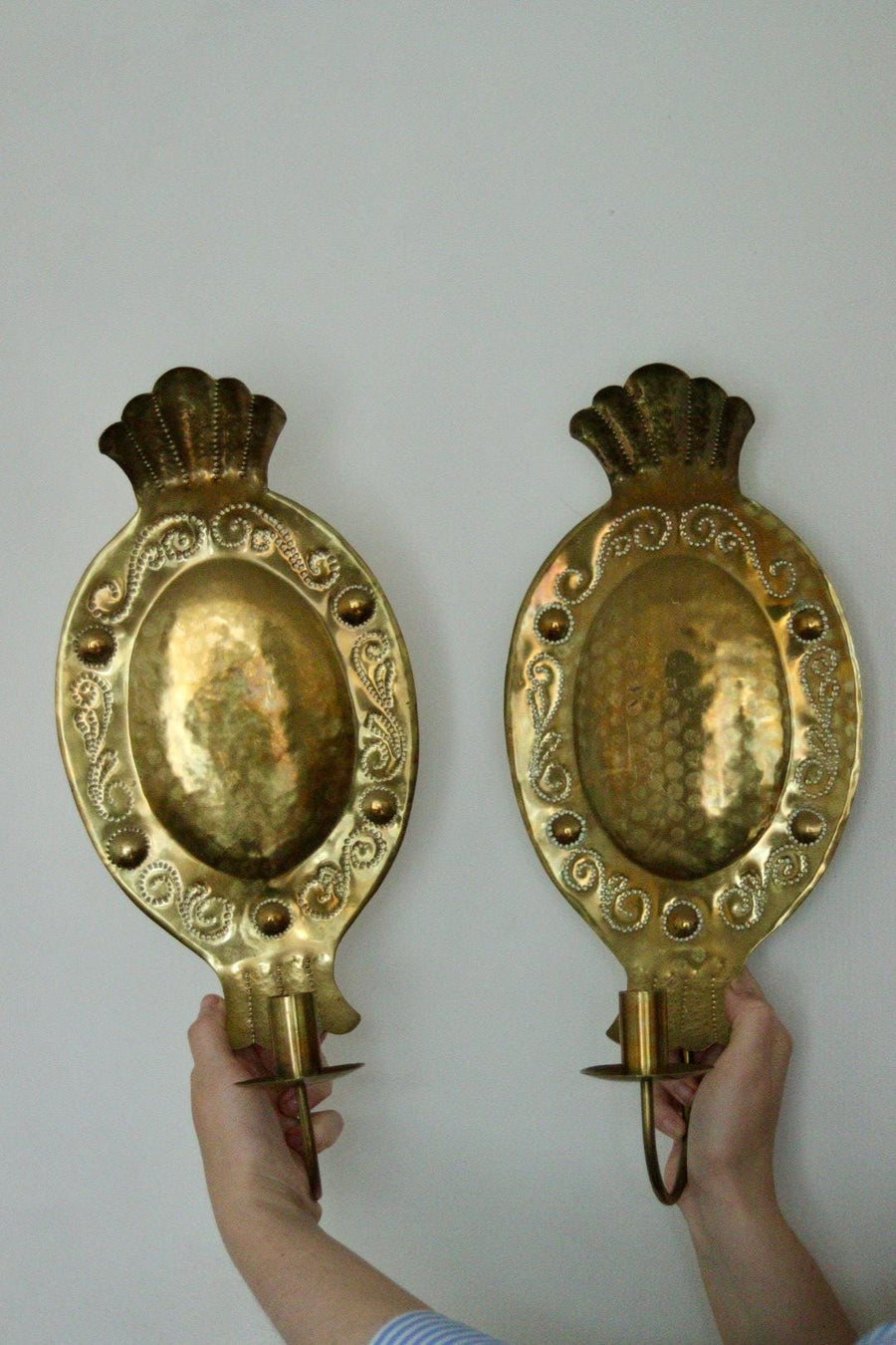 Pair of Mid Century Swedish Brass Sconces