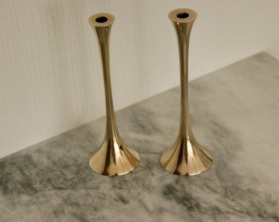 Pair of Mid-Century Brass Candle holders