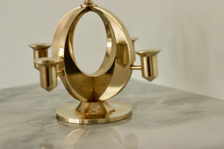 Swedish Brass Candlabera by Arthur Pe Kolbäck