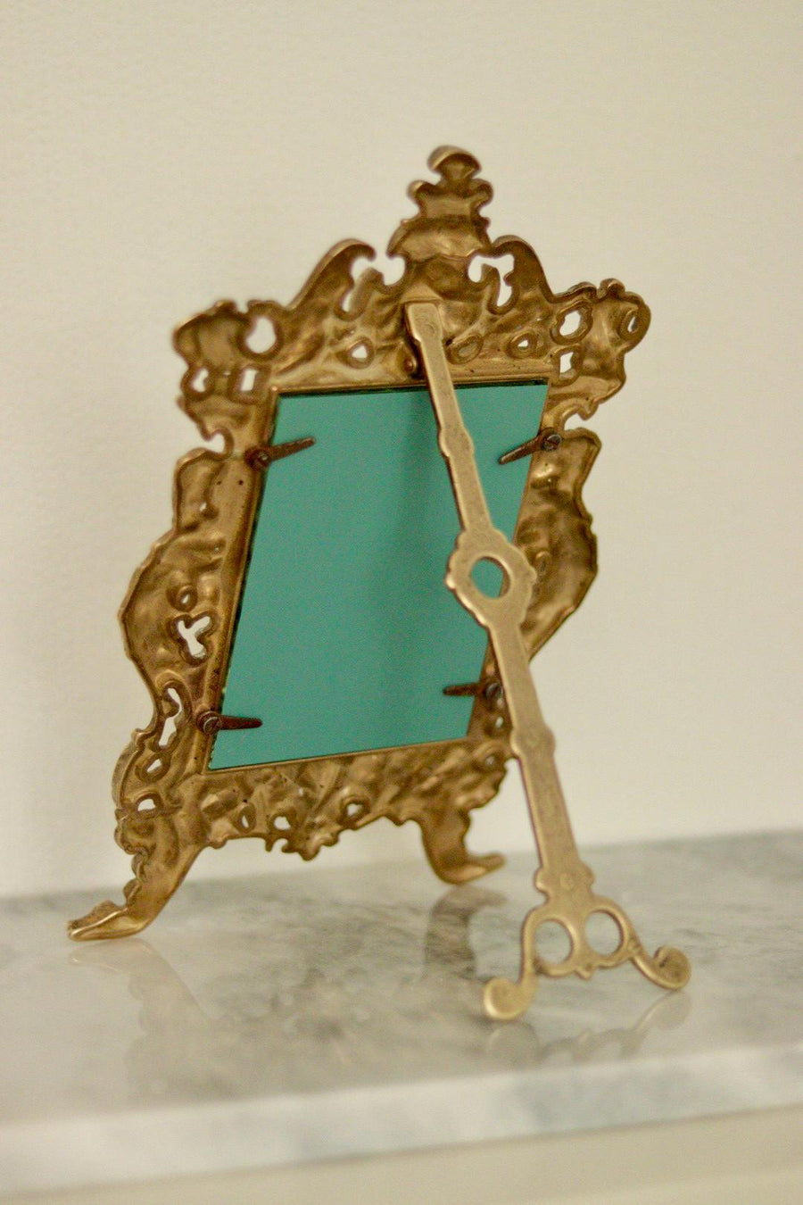 Baroque Antique Brass Mirror on Easel