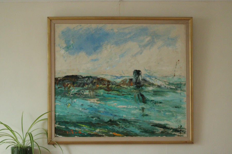Original Swedish Seascape Oil on Canvas Painting
