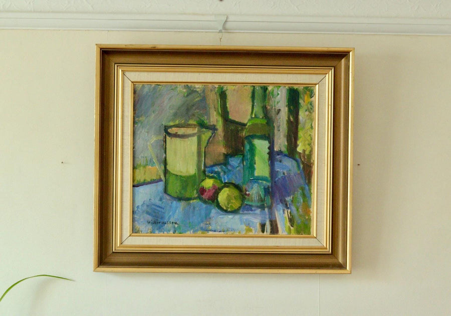 Original Mid Century Still Life on Canvas – Wilgot Olsson