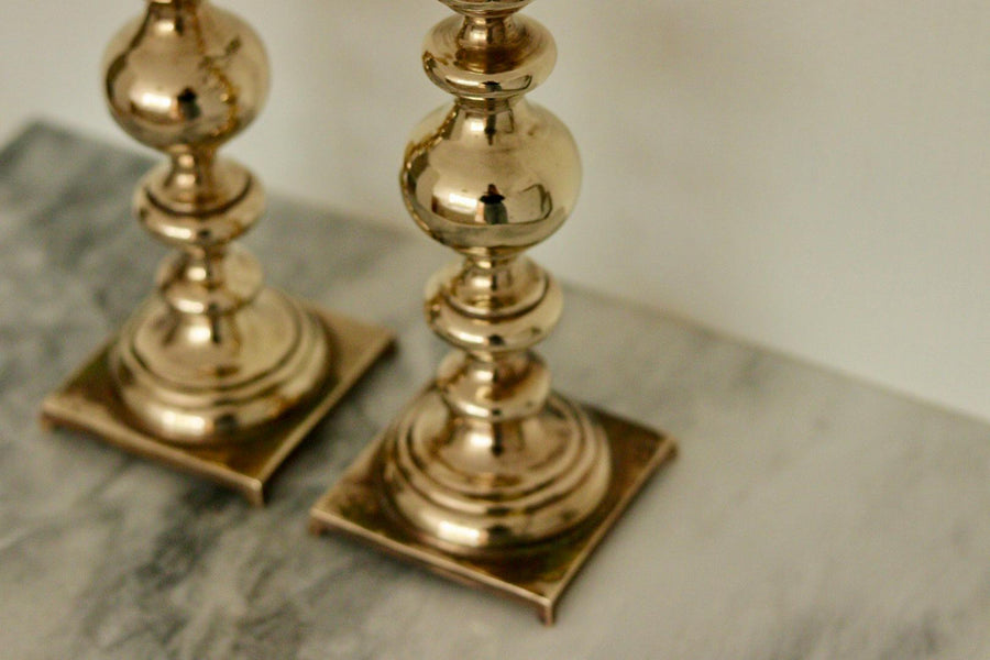 Pair of Vintage Swedish Brass Candle holders