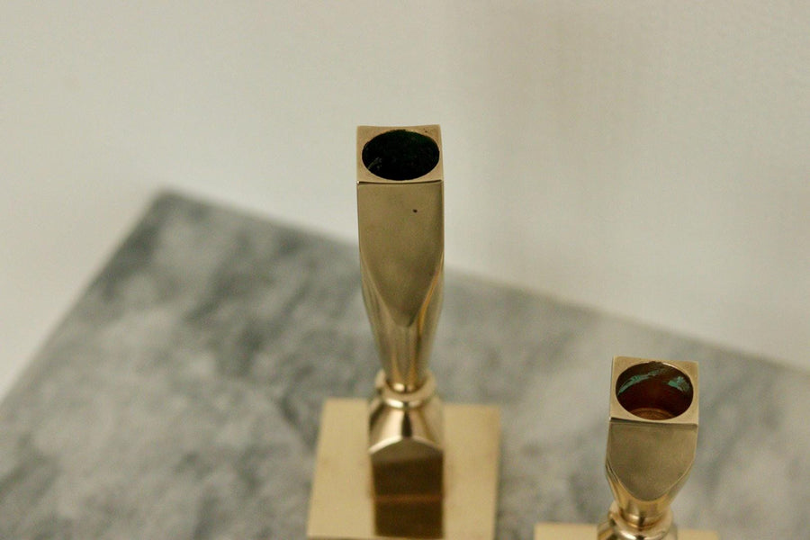 Pair of Mid-Century Swedish Brass Candle Holders