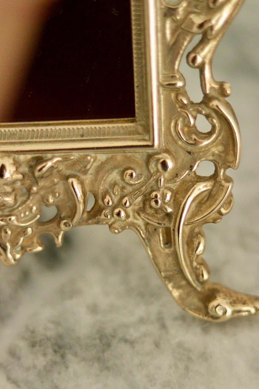 Baroque Antique Brass Mirror on Easel