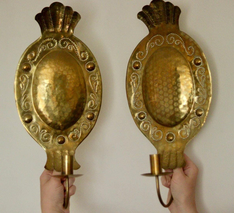 Pair of Mid Century Swedish Brass Sconces