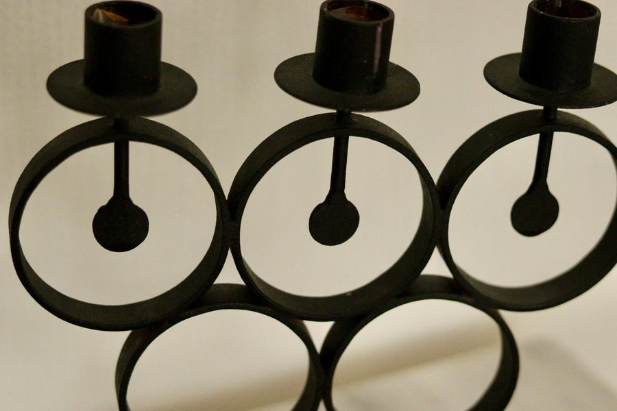 Vintage Metal Candelabra with Black Coating