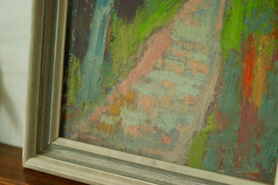 Original Mid-Century Oil on Panel – “Country Lane”
