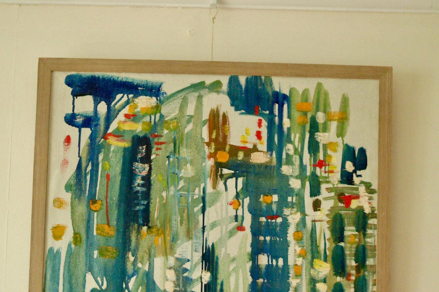 Original Swedish Abstract Oil Painting – Signed “akke61”