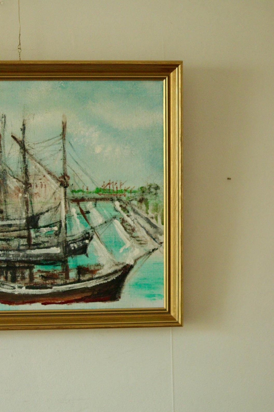 Original Mid-Century Oil on Canvas – “At The Dock”