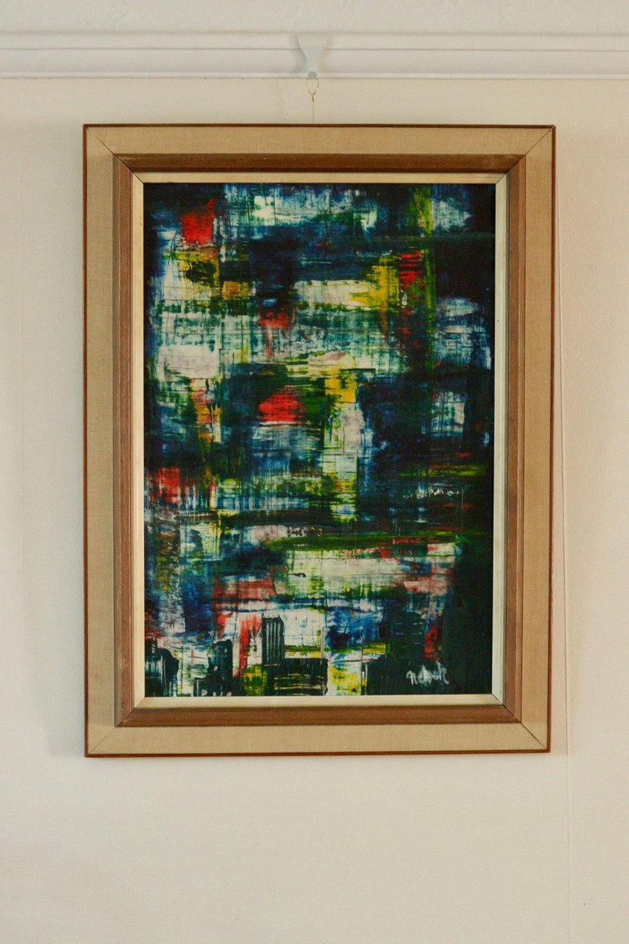 Original Swedish Mid Century Oil on Panel " Composition"