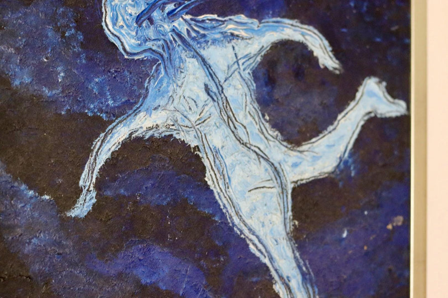 Mid-Century Original Swedish Oil on Panel "Abstract Figure "
