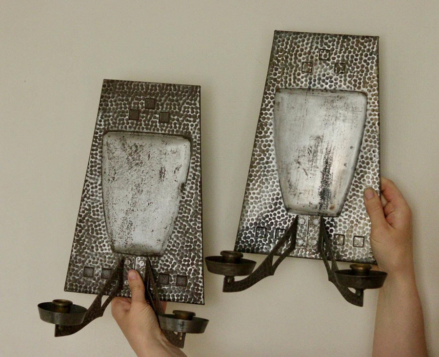 Pair Of Mid Century Swedish Pewter/Metal Sconces