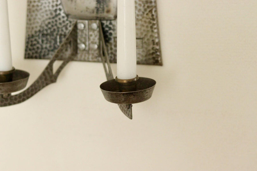 Pair Of Mid Century Swedish Pewter/Metal Sconces