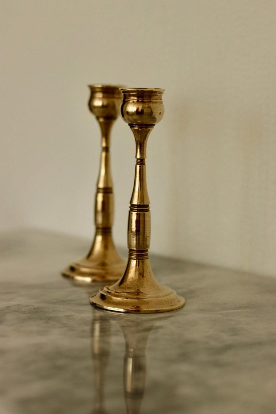 Pair of Vintage Swedish Brass Candle holders