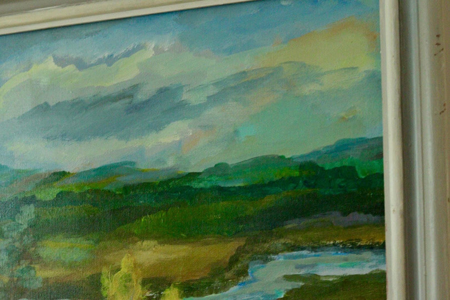 Mid-Century Original Swedish Oil on Canvas "Landscape "