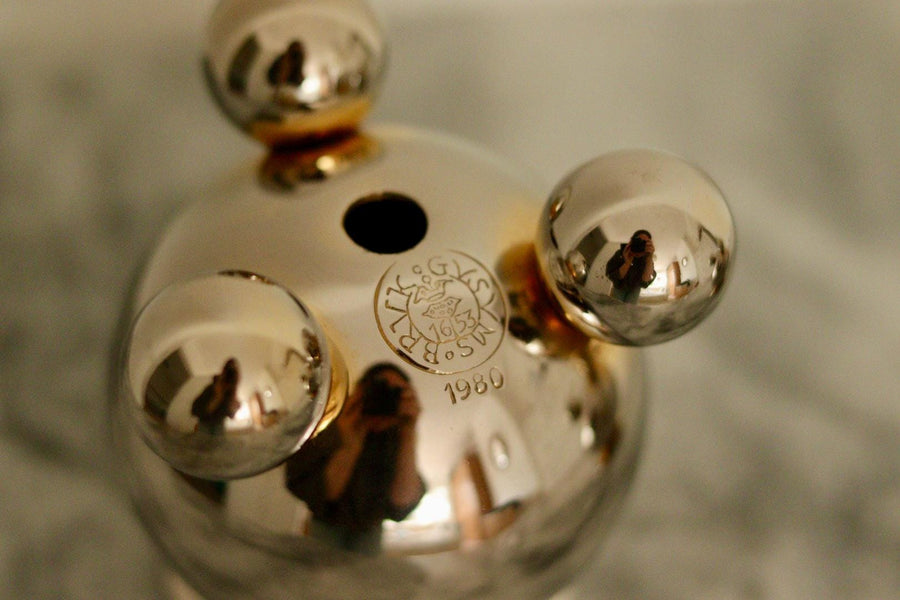 Pair of Mid-Century Swedish Heavy Nickel Candle Holders by Gusum