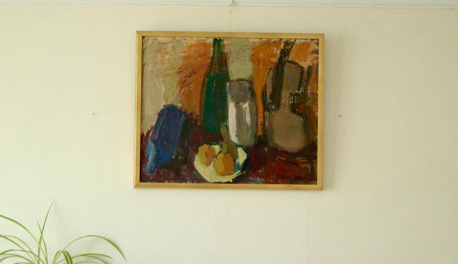 Original Swedish Oil on Panel Painting – Signed “O. Ln”, 1950