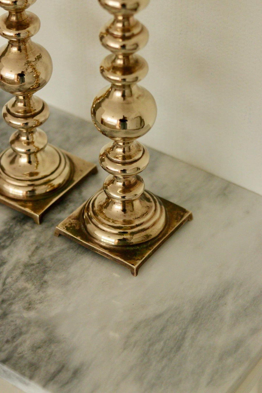 Pair of Vintage Swedish Brass Candle holders