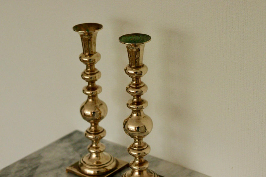 Pair of Vintage Swedish Brass Candle holders