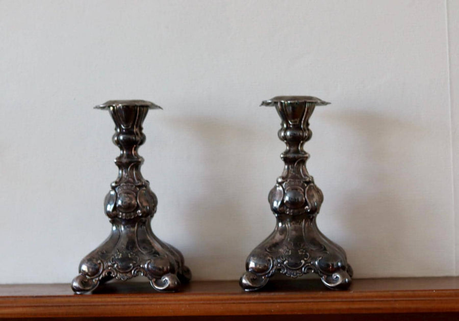 Pair of Silver Plated Vintage Candle Holders by GAB Sweden