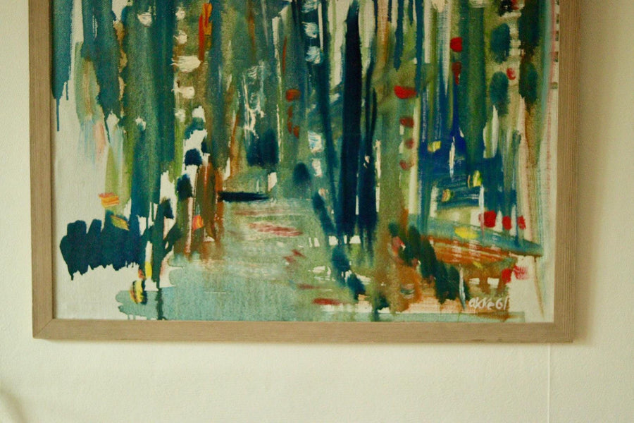 Original Swedish Abstract Oil Painting – Signed “akke61”