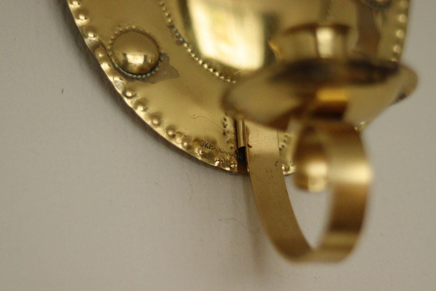 Pair of Mid Century Swedish Brass Sconces by S. Fong
