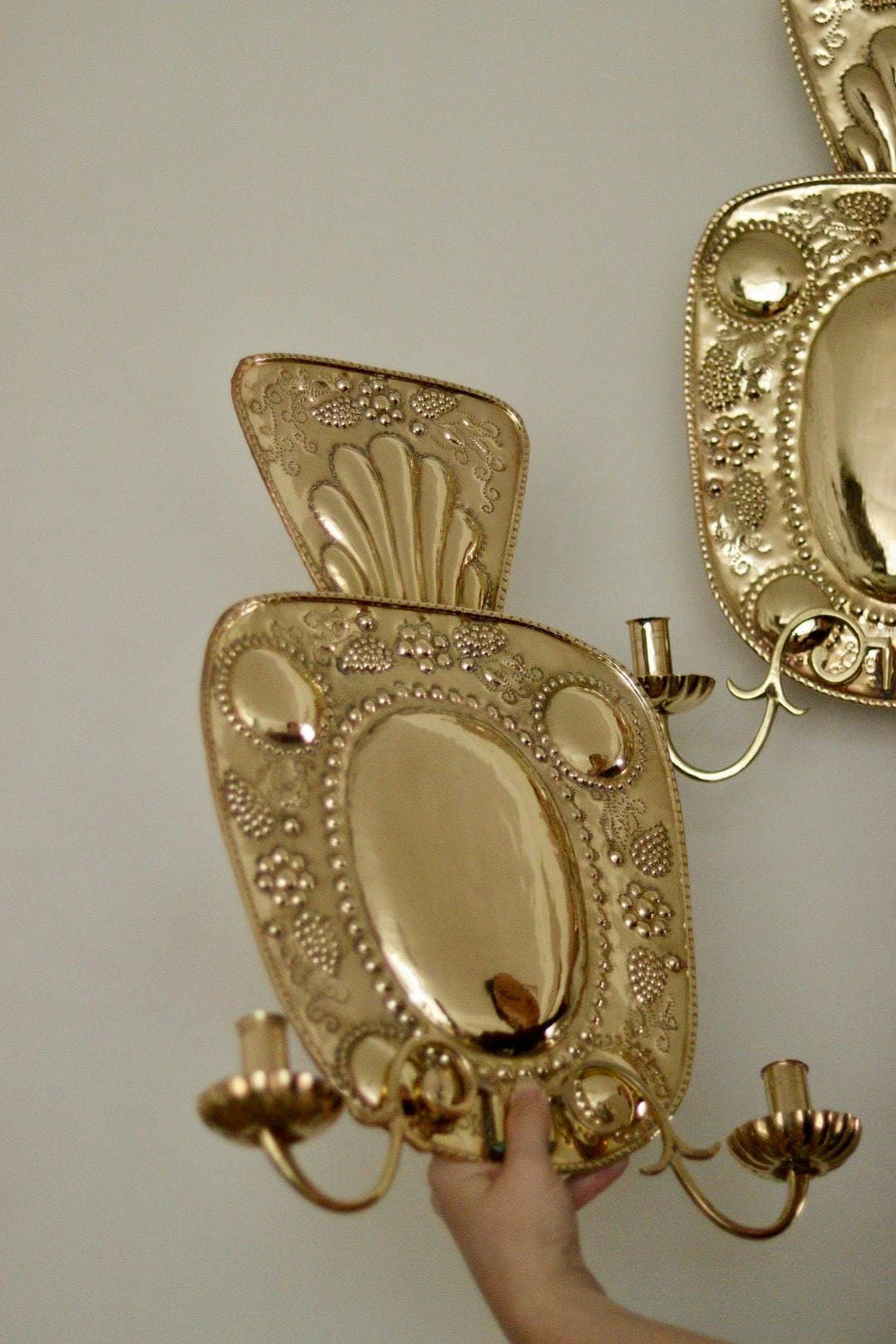 Pair of Mid-Century Swedish Brass Sconces