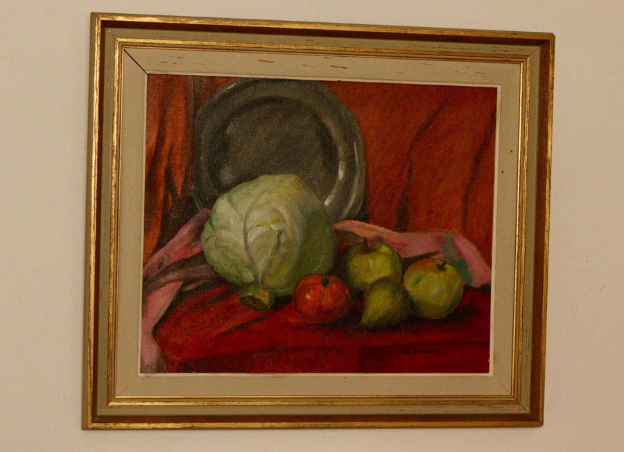 "Still life with cabbage and fruit" by S. Jonsson
