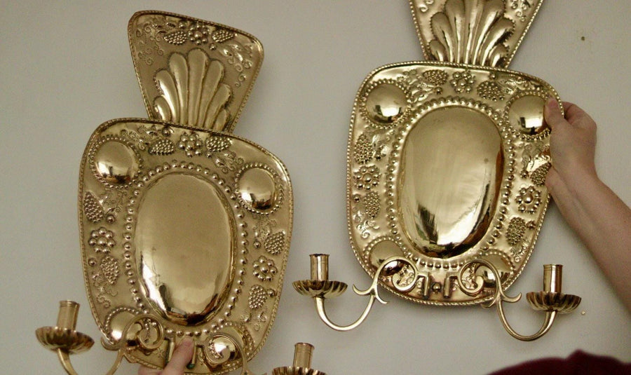 Pair of Mid-Century Swedish Brass Sconces