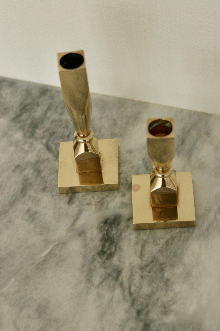 Pair of Mid-Century Swedish Brass Candle Holders