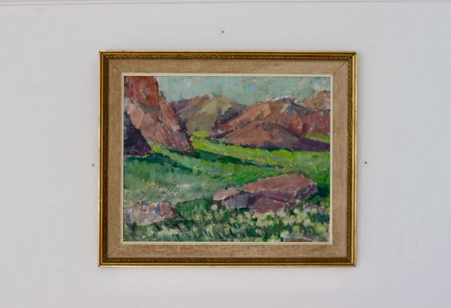 Mid-Century Oil Painting "Mountain Scene"