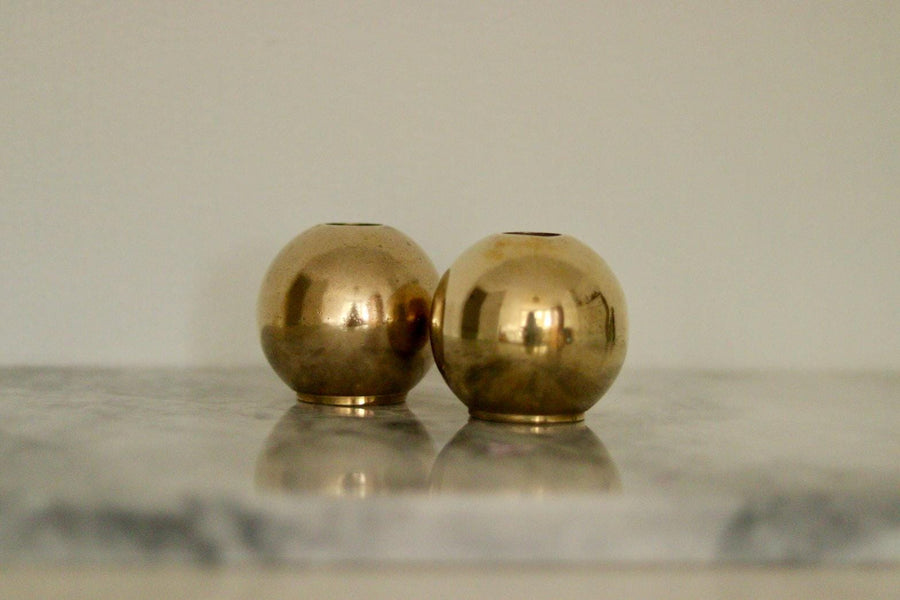 Pair of Mid-Century Swedish Brass Candle Holders