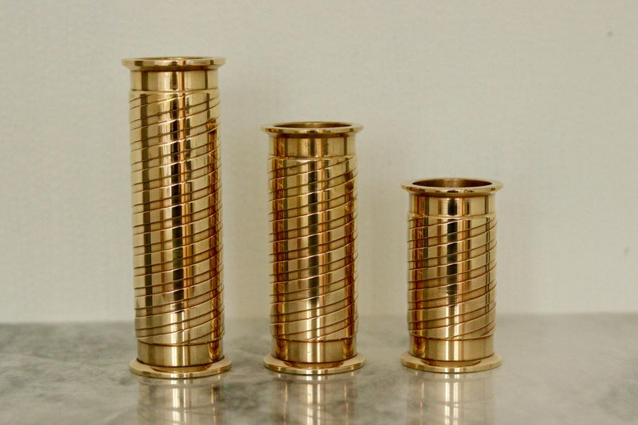 Trio of Mid-Century Swedish Brass Candle Holders
