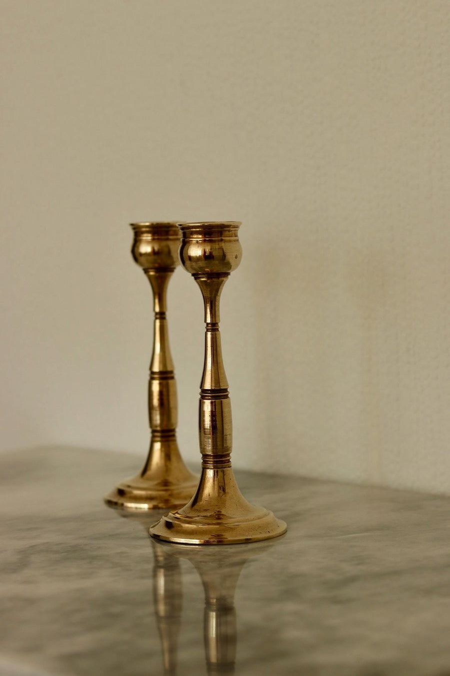 Pair of Vintage Swedish Brass Candle holders