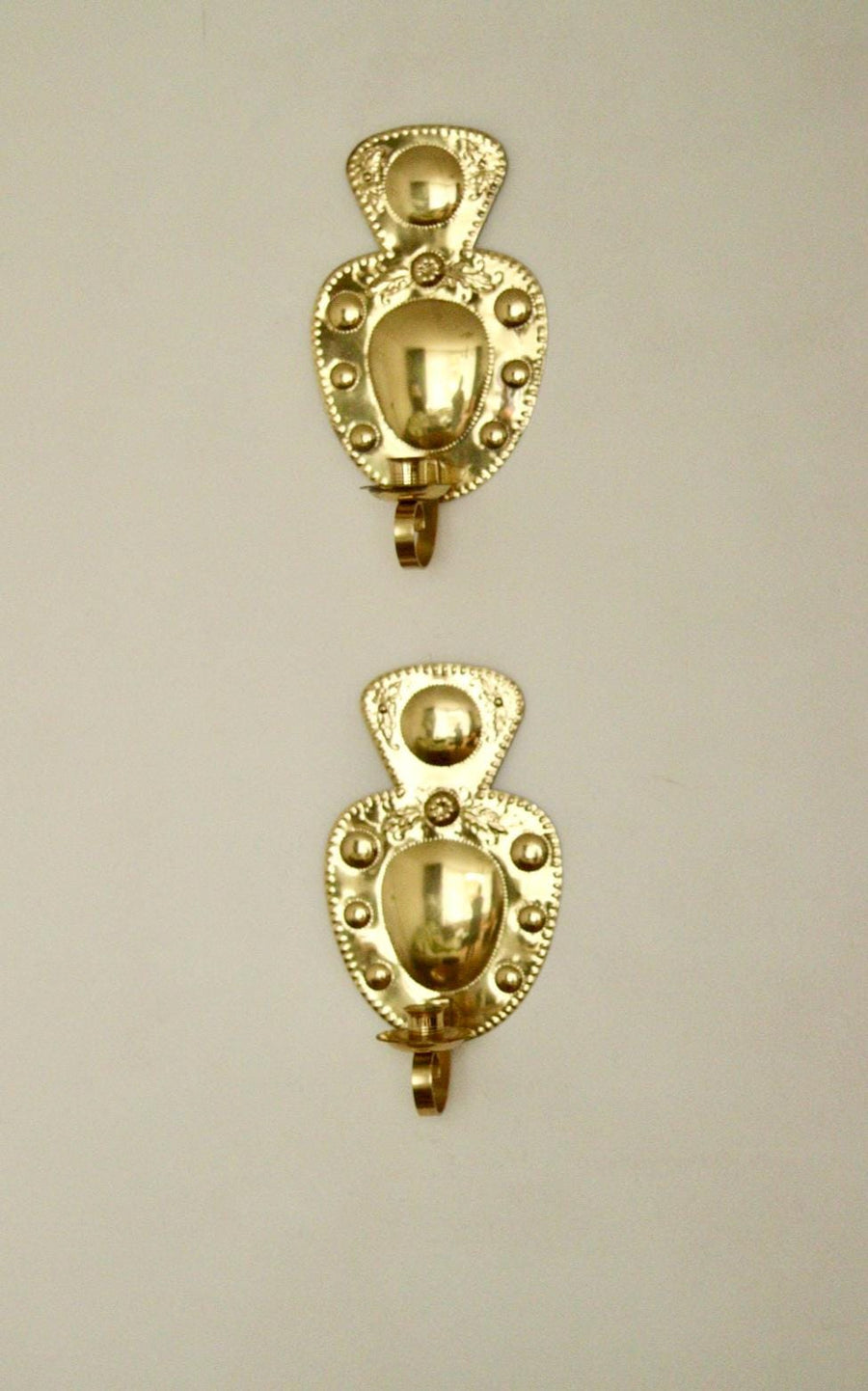 Pair of Mid Century Swedish Brass Sconces by S. Fong