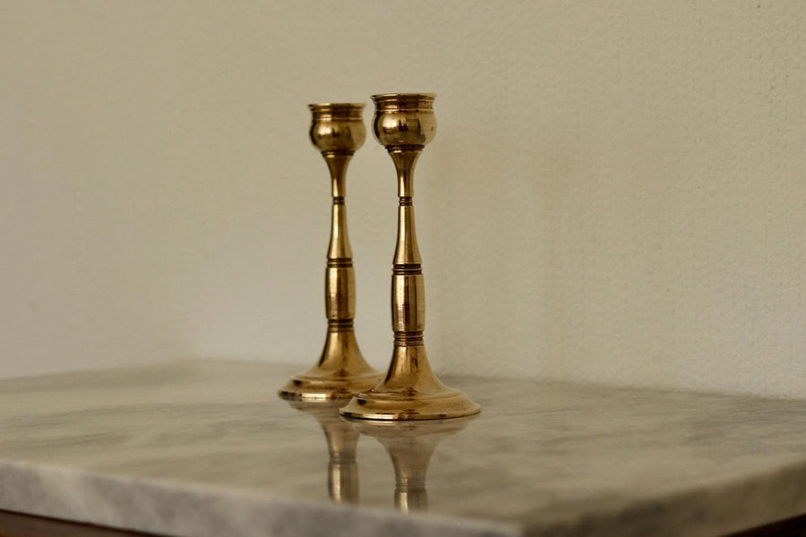Pair of Vintage Swedish Brass Candle holders