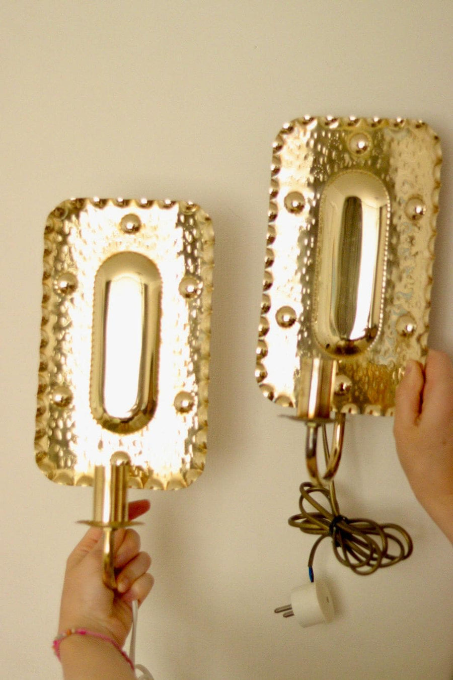 Pair of Swedish Mid Century Brass Sconces