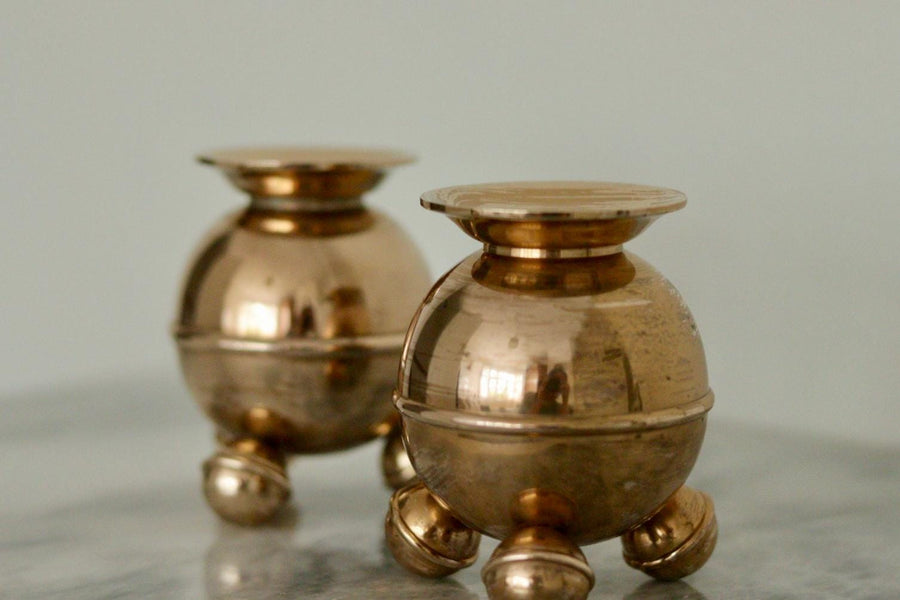 Pair of Mid-Century Swedish Brass Candle Holders