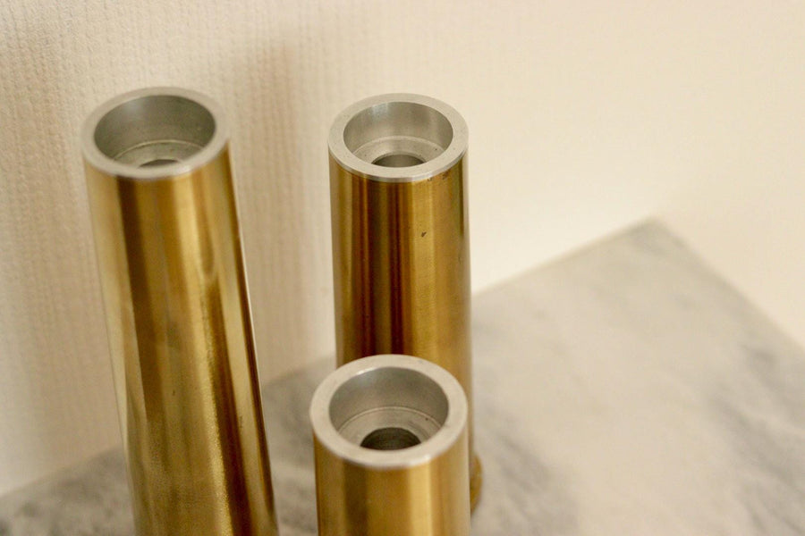 Original Trio of Mid-Century Brass Candle holders