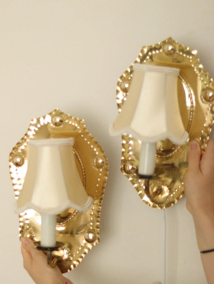 Pair of Swedish Mid-century Brass Sconces