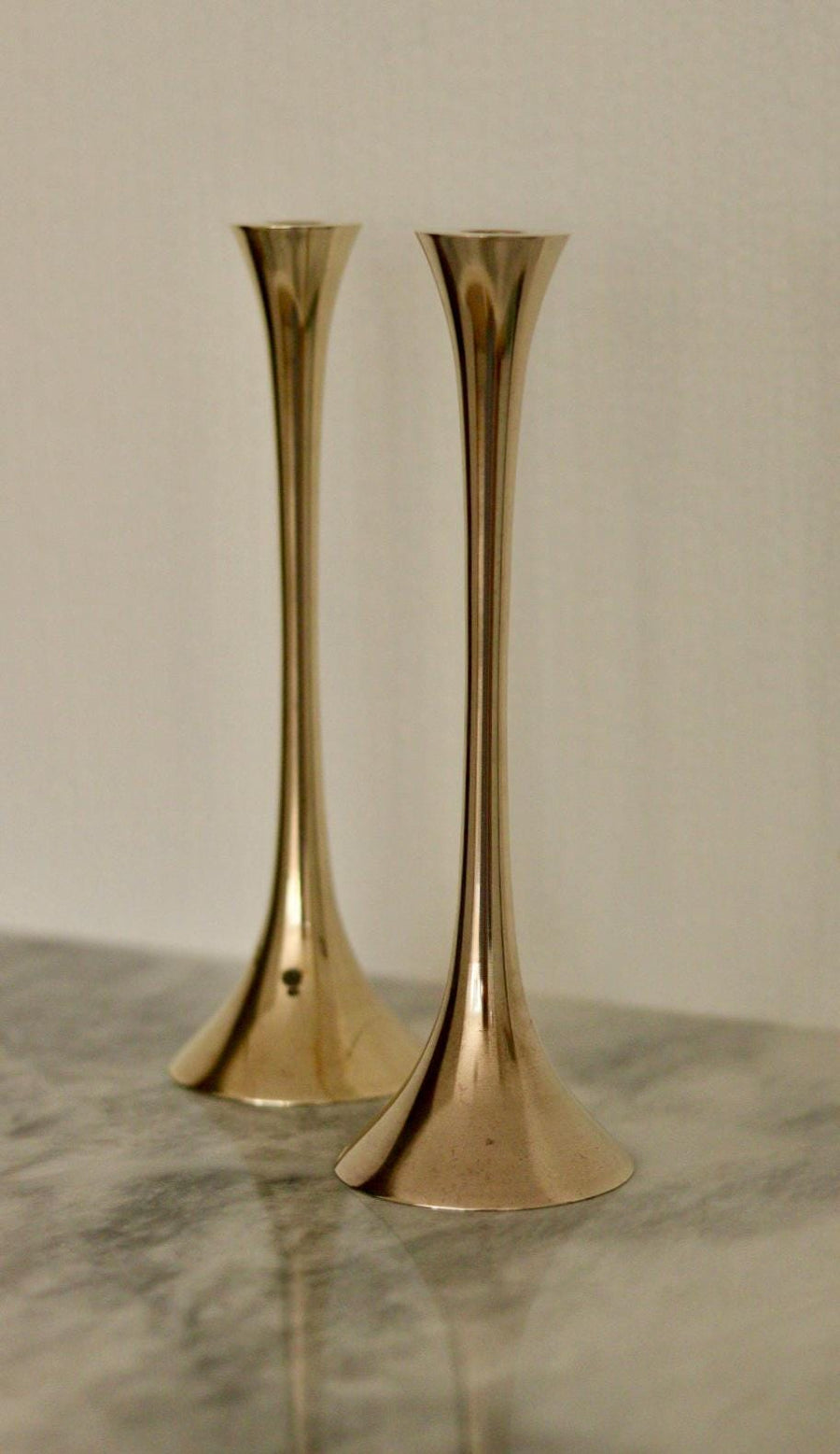 Pair of Mid-Century Brass Candle holders