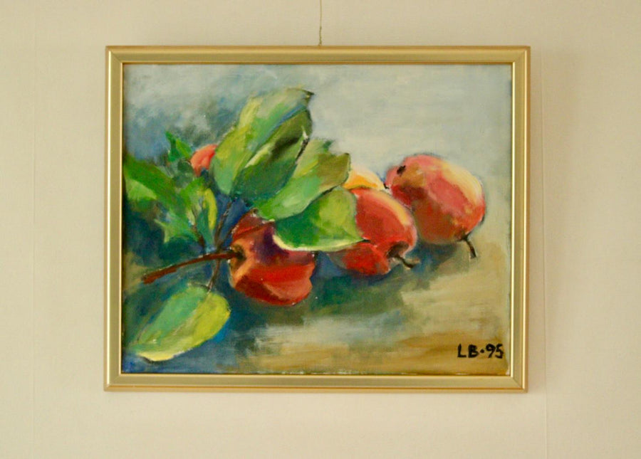 Mid-20th Century Original Still Life Oil on Canvas – Apples
